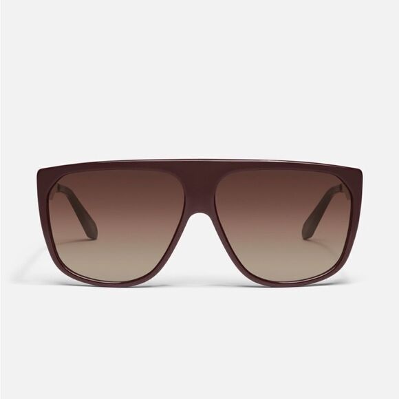 Quay Australia NO CURFEW Shield Sunglasses ESPR/BROWN Polarized Oversized - Picture 1 of 7